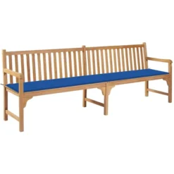 Banc De Jardin Avec Coussin Bleu Royal 240 Cm Teck Massif