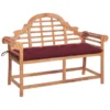 Banc De Jardin Avec Coussin Bordeaux 120 Cm Bois De Teck Massif 5