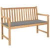 Banc De Jardin Avec Coussin Gris 120 Cm Bois De Teck Massif 3