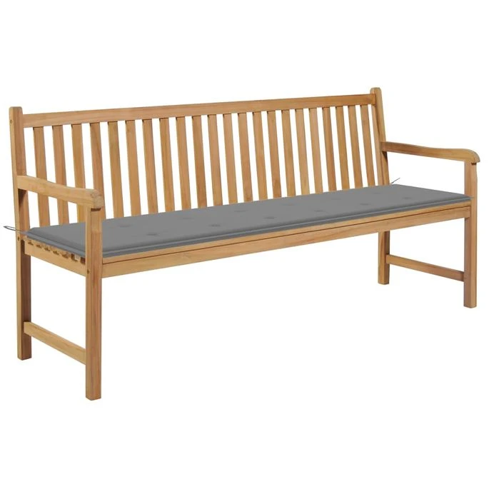 Banc De Jardin Avec Coussin Gris 175 Cm Bois De Teck Massif 1 Banc De Jardin Avec Coussin Gris 175 Cm Bois De Teck Massif