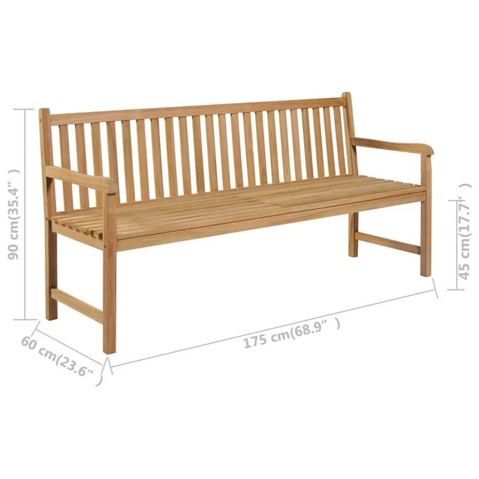 Banc De Jardin Avec Coussin Gris 175 Cm Bois De Teck Massif 8 Banc De Jardin Avec Coussin Gris 175 Cm Bois De Teck Massif – Image 8