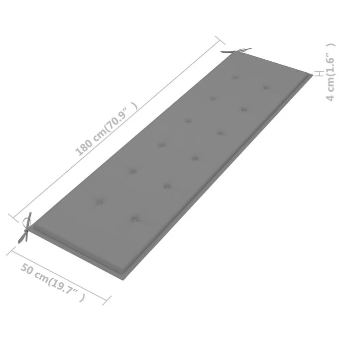 Banc De Jardin Avec Coussin Gris 175 Cm Bois De Teck Massif 9 Banc De Jardin Avec Coussin Gris 175 Cm Bois De Teck Massif – Image 9