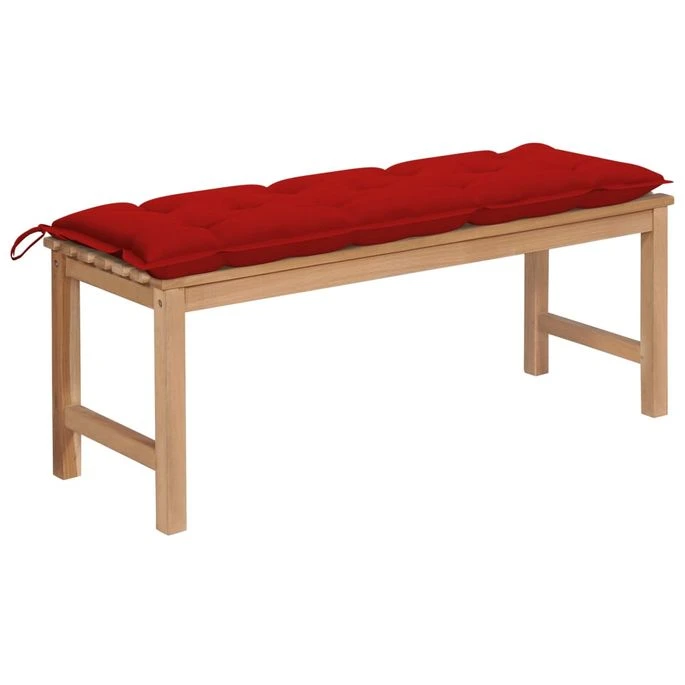 Banc De Jardin Avec Coussin Rouge 120 Cm Bois De Teck Massif 2 1 Banc De Jardin Avec Coussin Rouge 120 Cm Bois De Teck Massif 2