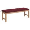 Banc De Jardin Avec Coussin Rouge Bordeaux 150 Cm Teck Massif