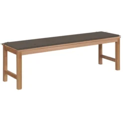 Banc De Jardin Avec Coussin Taupe 150 Cm Teck Massif 2