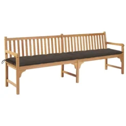 Banc De Jardin Avec Coussin Taupe 240 Cm Bois De Teck Massif 2