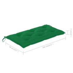 Banc De Jardin Avec Coussin Vert 112 Cm Bois De Teck Massif 2 -Le Coin Jardin banc de jardin avec coussin vert 112 cm bois de teck massif 3666722424912 828844