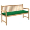 Banc De Jardin Avec Coussin Vert 150 Cm Bois De Teck Massif 4