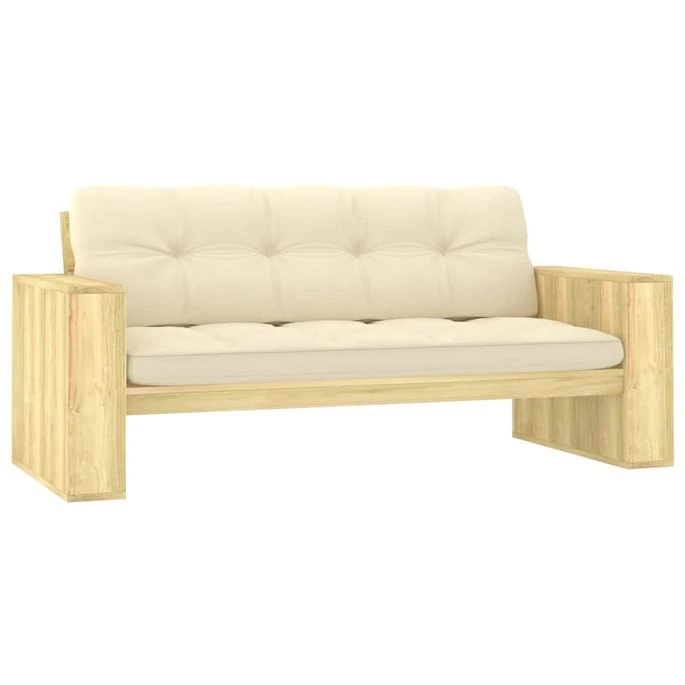 Banc De Jardin Avec Coussins Crème 179 Cm Pin Imprégné 1 Banc De Jardin Avec Coussins Crème 179 Cm Pin Imprégné