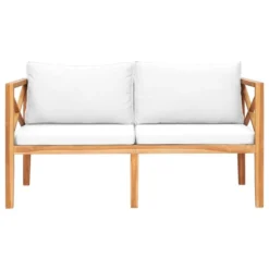 Banc De Jardin Avec Coussins Crème Bois De Teck Solide -Le Coin Jardin banc de jardin avec coussins creme bois de teck solide 3666722529983 551851
