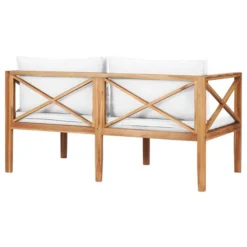 Banc De Jardin Avec Coussins Crème Bois De Teck Solide -Le Coin Jardin banc de jardin avec coussins creme bois de teck solide 3666722529983 551853