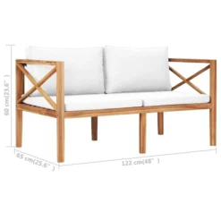 Banc De Jardin Avec Coussins Crème Bois De Teck Solide 2 -Le Coin Jardin banc de jardin avec coussins creme bois de teck solide 8720286300046 766755