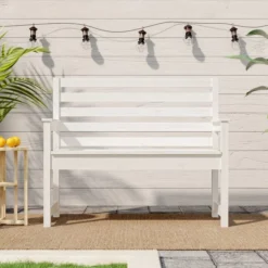Banc De Jardin Blanc 109x48x91,5 Cm Bois Massif De Pin