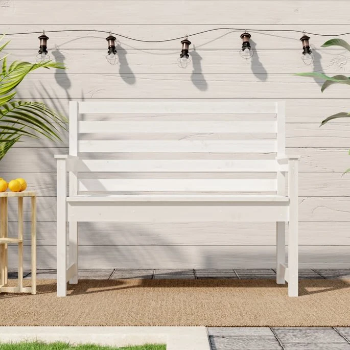 Banc De Jardin Blanc 109x48x91,5 Cm Bois Massif De Pin 1 Banc De Jardin Blanc 109x48x91,5 Cm Bois Massif De Pin