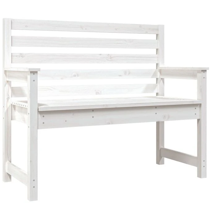 Banc De Jardin Blanc 109x48x91,5 Cm Bois Massif De Pin 2 Banc De Jardin Blanc 109x48x91,5 Cm Bois Massif De Pin – Image 2