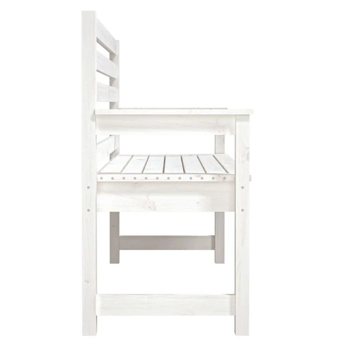 Banc De Jardin Blanc 109x48x91,5 Cm Bois Massif De Pin 5 Banc De Jardin Blanc 109x48x91,5 Cm Bois Massif De Pin – Image 5