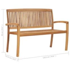 Banc De Jardin Empilable Et Coussin 128,5cm Bois De Teck Massif 10 -Le Coin Jardin banc de jardin empilable et coussin 128 5cm bois de teck massif 3666722422994 833117