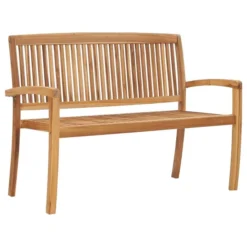 Banc De Jardin Empilable Et Coussin 128,5cm Bois De Teck Massif 2 -Le Coin Jardin banc de jardin empilable et coussin 128 5cm bois de teck massif 3666722423168 832943