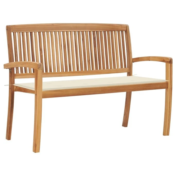 Banc De Jardin Empilable Et Coussin 128,5cm Bois De Teck Massif 16 1 Banc De Jardin Empilable Et Coussin 128,5cm Bois De Teck Massif 16