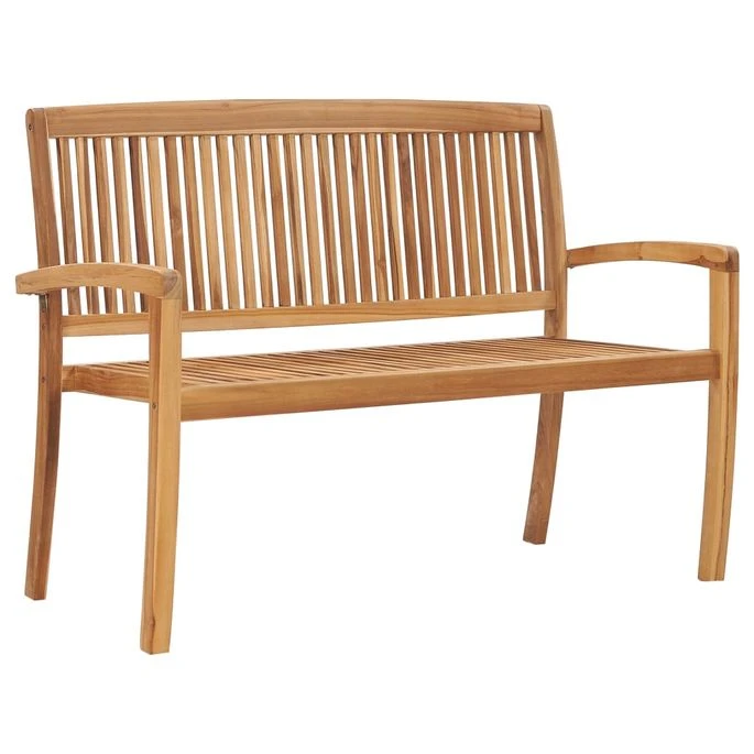 Banc De Jardin Empilable Et Coussin 128,5cm Bois De Teck Massif 16 2 Banc De Jardin Empilable Et Coussin 128,5cm Bois De Teck Massif 16 – Image 2