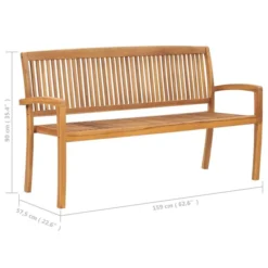Banc De Jardin Empilable Et Coussin 159 Cm Bois De Teck Massif 25 -Le Coin Jardin banc de jardin empilable et coussin 159 cm bois de teck massif 3666722422703 833433