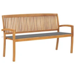 Banc De Jardin Empilable Et Coussin 159 Cm Bois De Teck Massif 13