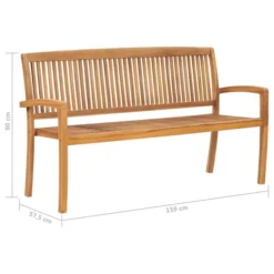 Banc De Jardin Empilable Et Coussin 159 Cm Bois De Teck Massif 13 -Le Coin Jardin banc de jardin empilable et coussin 159 cm bois de teck massif 3666722422918 833207