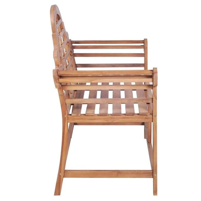 Banc De Jardin Incurvé Teck Massif Clair Ketia 136 Cm 3 Banc De Jardin Incurvé Teck Massif Clair Ketia 136 Cm – Image 3