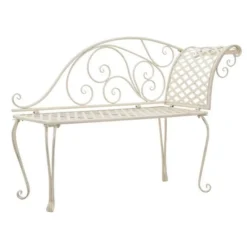 Banc De Jardin Métal Antique Blanc Break 128 Cm