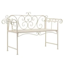 Banc De Jardin Métal Antique Blanc Break 132 Cm