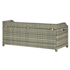 Banc De Rangement Acacia Massif Et Résine Tressée Grise Toplu -Le Coin Jardin banc de rangement acacia massif et resine tressee grise toplu 3666722558860 385503