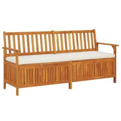 Banc De Rangement Avec Coussin 170 Cm Bois D'acacia Solide