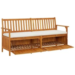 Banc De Rangement Avec Coussin 170 Cm Bois D'acacia Solide -Le Coin Jardin banc de rangement avec coussin 170 cm bois d acacia solide 3666722752152 1414225