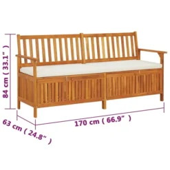 Banc De Rangement Avec Coussin 170 Cm Bois D'acacia Solide -Le Coin Jardin banc de rangement avec coussin 170 cm bois d acacia solide 3666722752152 1414230