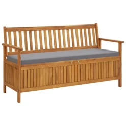 Banc De Rangement De Jardin Avec Coussin 148 Cm Bois D'acacia