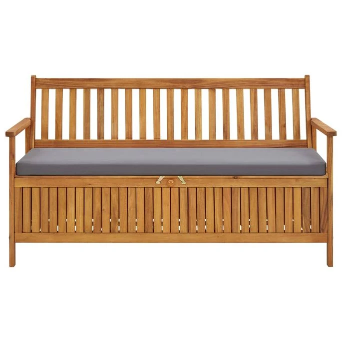 Banc De Rangement De Jardin Avec Coussin 148 Cm Bois D'acacia 2 Banc De Rangement De Jardin Avec Coussin 148 Cm Bois D'acacia – Image 2
