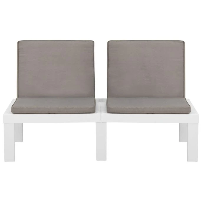 Banc De Salon De Jardin Avec Coussin Plastique Blanc 2 Banc De Salon De Jardin Avec Coussin Plastique Blanc – Image 2