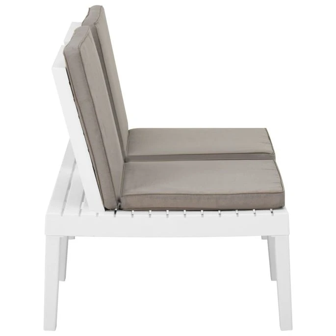 Banc De Salon De Jardin Avec Coussin Plastique Blanc 3 Banc De Salon De Jardin Avec Coussin Plastique Blanc – Image 3