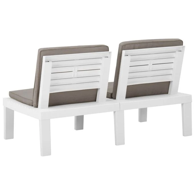 Banc De Salon De Jardin Avec Coussin Plastique Blanc 4 Banc De Salon De Jardin Avec Coussin Plastique Blanc – Image 4