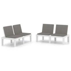 Le Coin Jardin -Le Coin Jardin bancs de salon de jardin avec coussins 2 pcs plastique blanc 3666722434768 810465