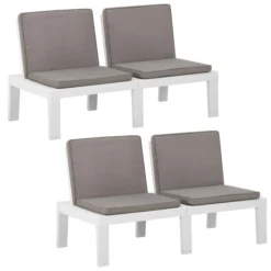 Bancs De Salon De Jardin Avec Coussins 2 Pcs Plastique Blanc -Le Coin Jardin bancs de salon de jardin avec coussins 2 pcs plastique blanc 3666722434768 810466