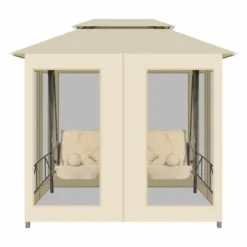 Belvédère Convertible En Balancelle Blanc Crème -Le Coin Jardin belvedere convertible en balancelle blanc creme 3666722181075 1217060