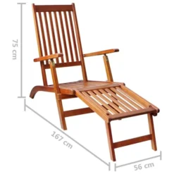Chaise De Terrasse Avec Repose-pied Et Coussin Acacia Solide 11 -Le Coin Jardin chaise de terrasse avec repose pied et coussin acacia solide 3666722417822 840321