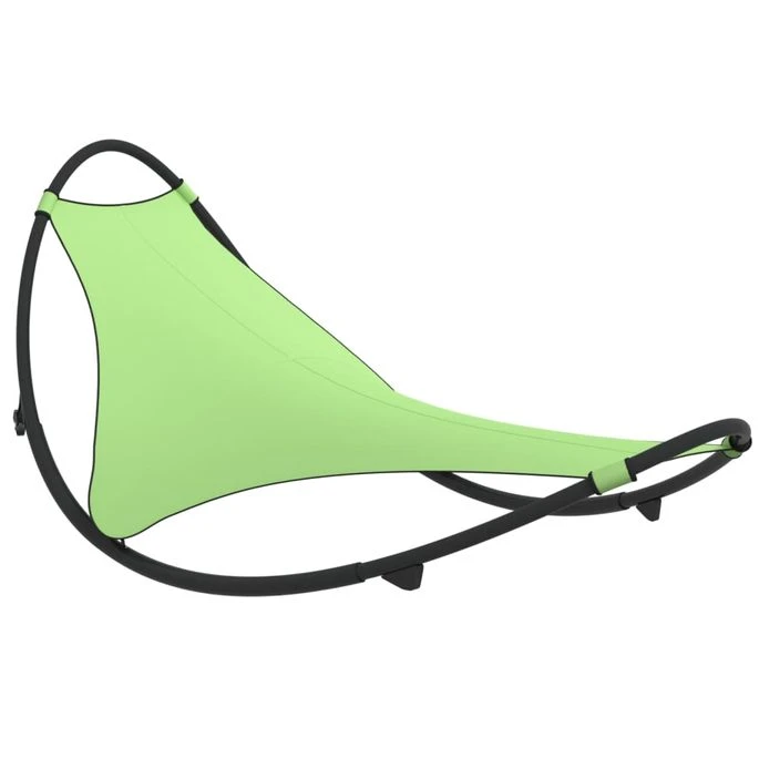 Chaise Longue à Bascule Avec Roues Acier Et Textilène Vert 2 Chaise Longue à Bascule Avec Roues Acier Et Textilène Vert – Image 2