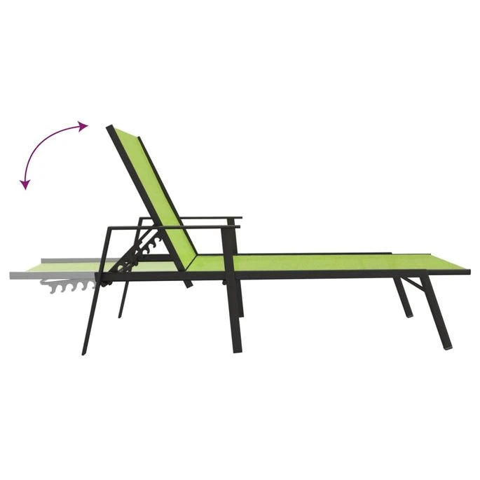 Chaise Longue Acier Et Tissu Textilène Vert 7 Chaise Longue Acier Et Tissu Textilène Vert – Image 7