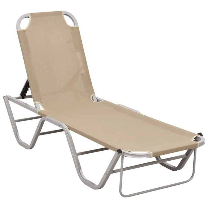 Chaise Longue Aluminium Et Textilène Crème 1 Chaise Longue Aluminium Et Textilène Crème