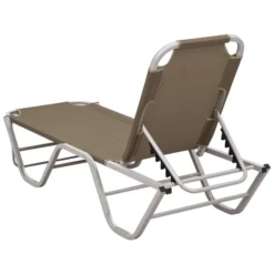 Chaise Longue Aluminium Et Textilène Taupe -Le Coin Jardin chaise longue aluminium et textilene taupe 3666722363303 936716