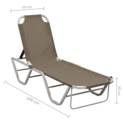 Chaise Longue Aluminium Et Textilène Taupe -Le Coin Jardin chaise longue aluminium et textilene taupe 3666722363303 936720