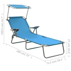 Chaise Longue Avec Auvent Acier Bleu -Le Coin Jardin chaise longue avec auvent acier bleu 3666722364010 936108