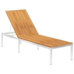 Nouveaux produits -Le Coin Jardin chaise longue avec coussin bois d acacia et acier inoxydable 3666722931496 1264910